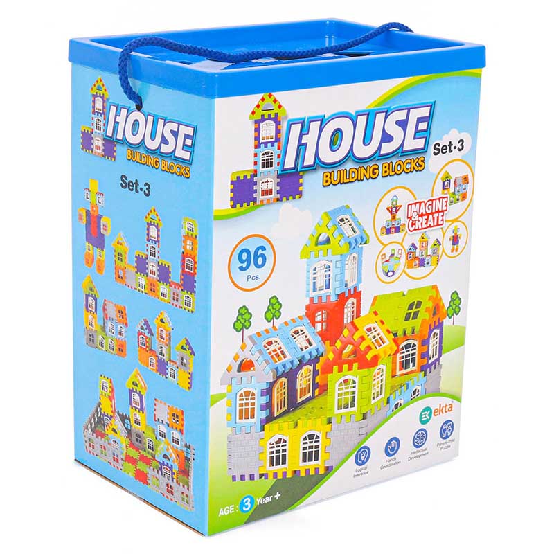 Ekta House Building Blocks Set 3 Multicolor - 96 Pieces_009