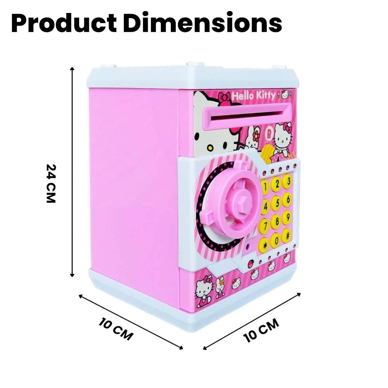 Hello kitty ATM Safe and Kids Piggy Bank With Changeable Secret Code Lock, Electronic Sound, Flashing Lights & Alert Sound- Automatic Pull In Paper Notes Like ATM Coin Bank 003